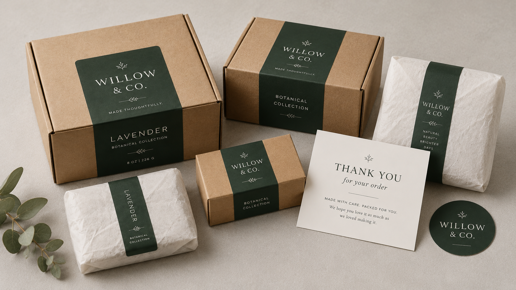 Close-up of finished branded packages