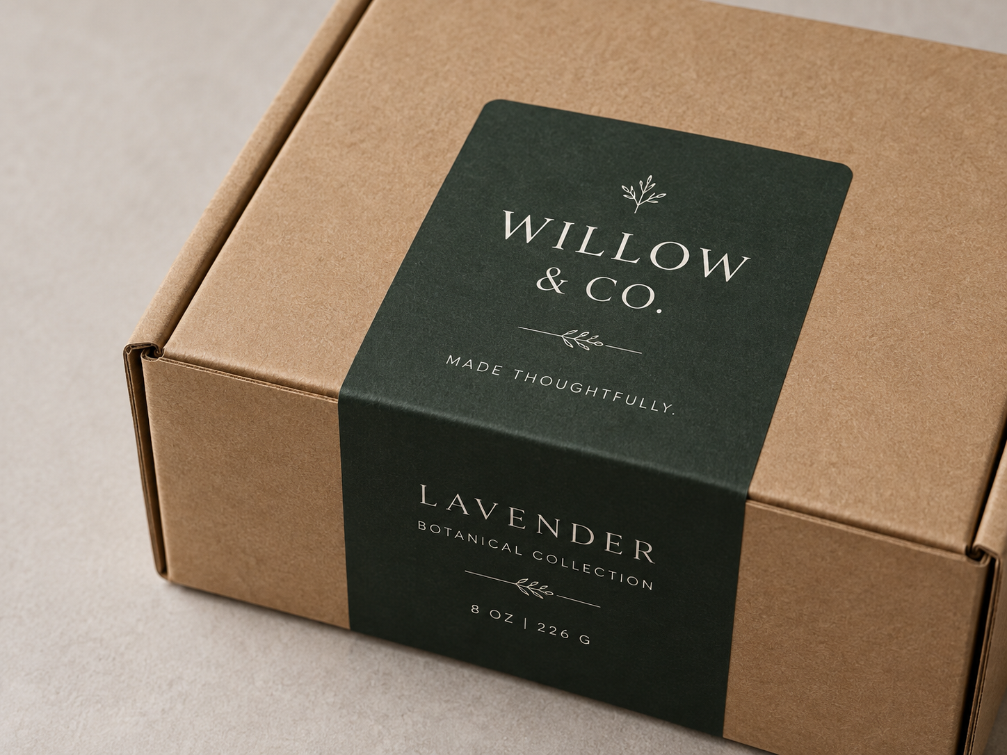 Close-up of a branded label applied to packaging