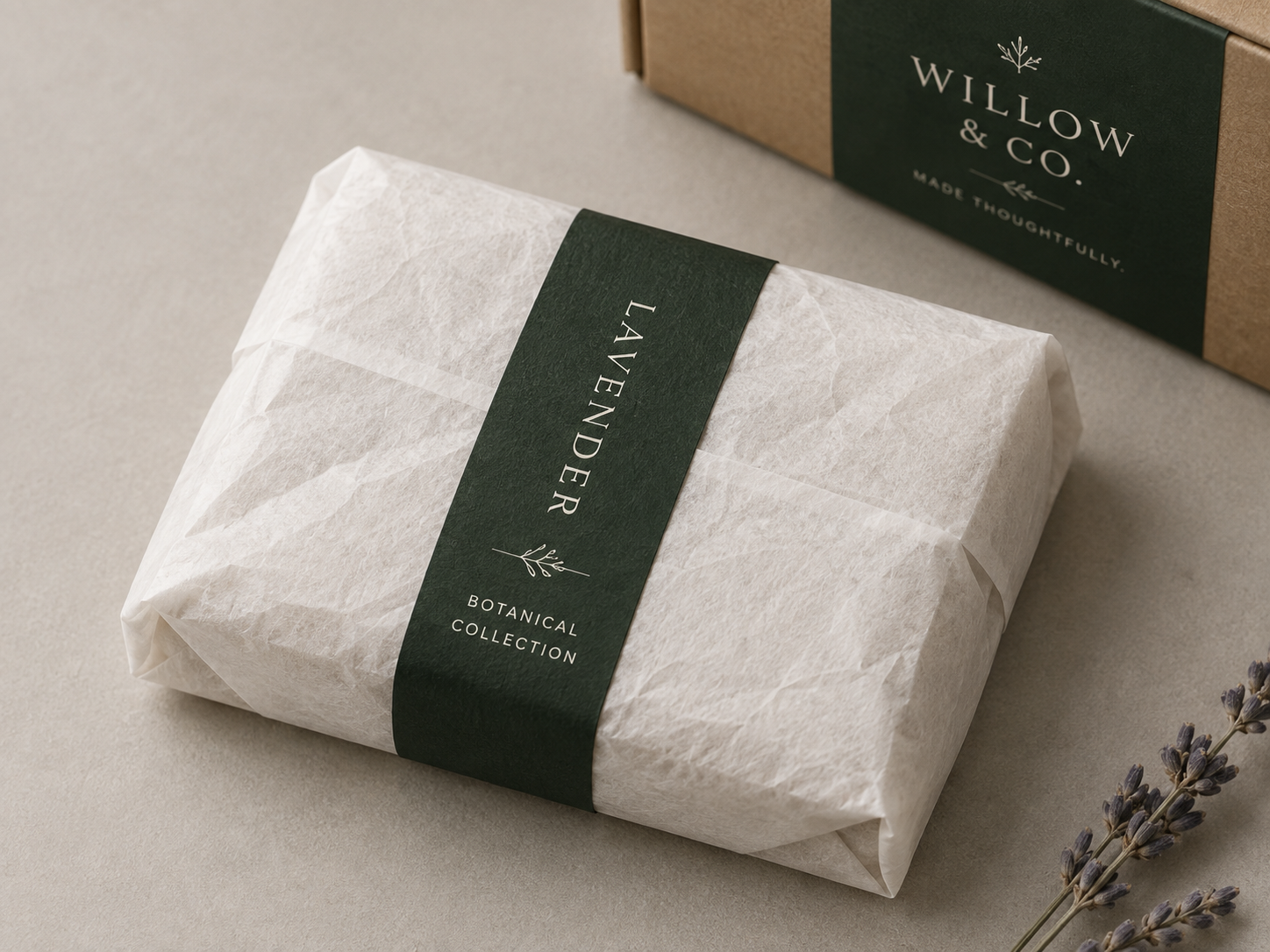 Close-up of a branded tissue fold