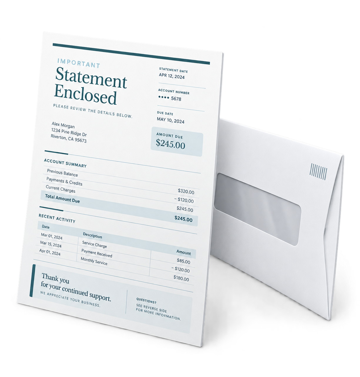 Statement and window envelope